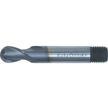Image of 5.00MM Series 39 HSS-Co 2 Flute Threaded Shank Short Series Ball Nosed - Swisstech