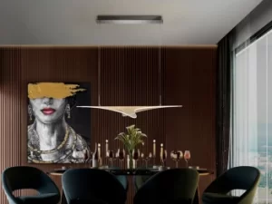 Image of Enigma Modern Designer Integrated LED Micro Printed Pendant Light, Chrome, 3000K