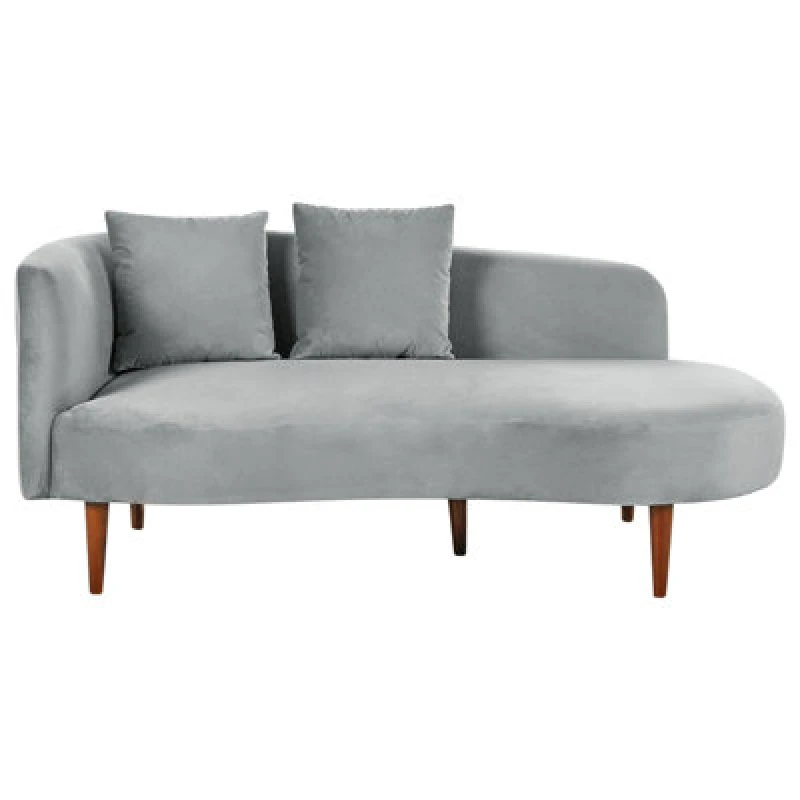 Image of Beliani Left-Hand Chaise Lounge Chaumont Velvet Light Grey