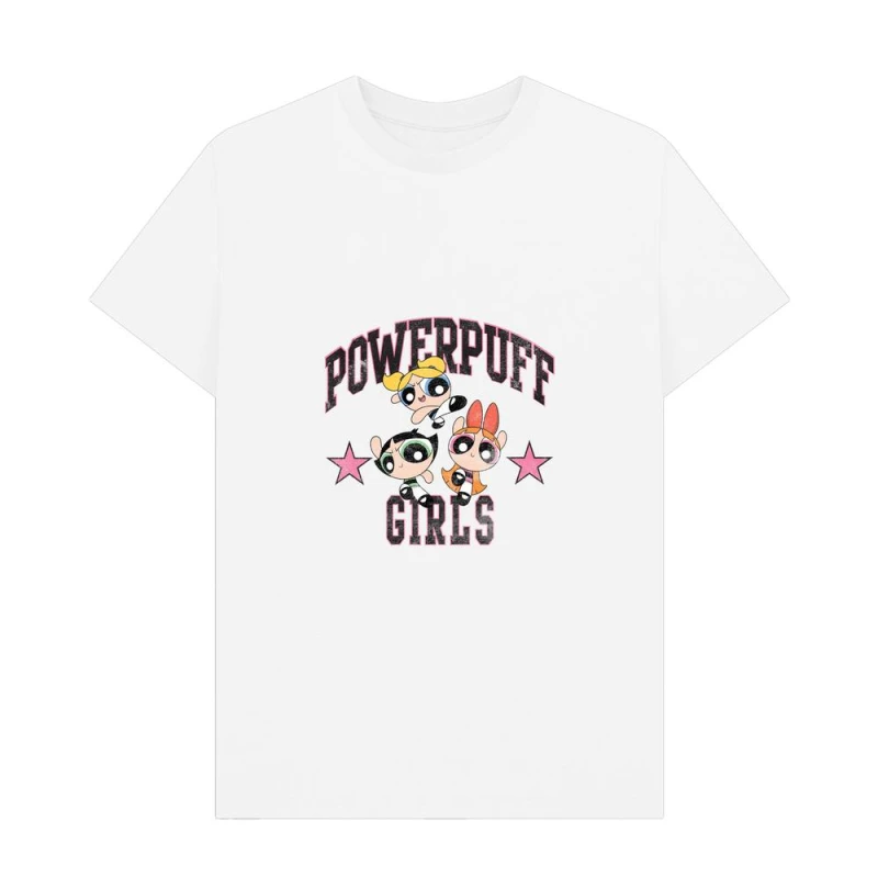 Image of Powerpuff Girls Mens Logo T-Shirt in White Size: Small White Male S