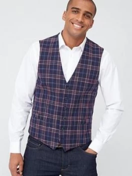 Image of Skopes Standard Perin Waistcoat - Navy/Red Check