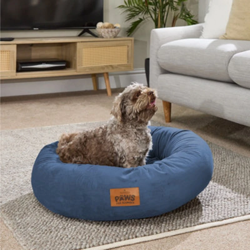 Image of Slumberdown Slumberdown Paws for Slumber Donut Pet Bed, Medium, 65cm Diameter in Navy Navy M Unisex 5012924077254