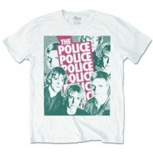 Image of The Police Halftone Faces Mens White Tshirt: Medium