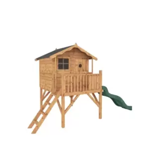 Image of Mercia 4ft11in x 4ft11in Tulip Wooden Playhouse with Tower and Slide - Installation Included