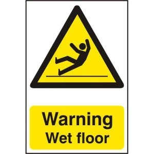 Image of ASEC Warning Wet Floor 200mm x 300mm PVC Self Adhesive Sign