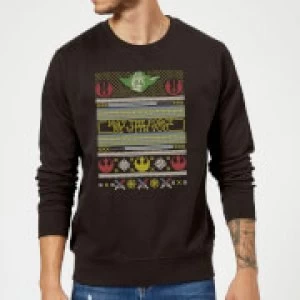 Image of Star Wars May The force Be with You Pattern Christmas Sweatshirt - Black