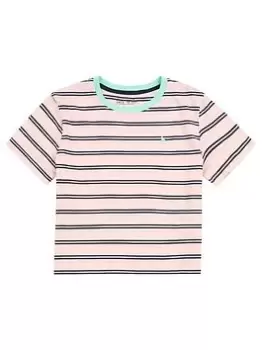 Image of Jack Wills Girls Stripe Short Sleeve T Shirt - Crystal Rose, Pink, Size Age: 5-6 Years, Women