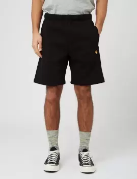 Image of Carhartt Wip Chase Sweat Short, Black / Gold, Male, Shorts, I028950.00FXX
