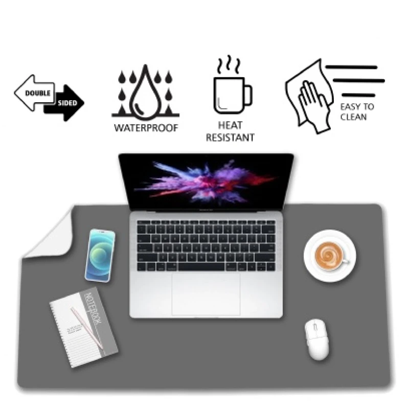 Image of ValueX Deflecto PVC Desk Mat 80x40cm Dual Colour Grey/White - DM8040G/W DM8040G/W