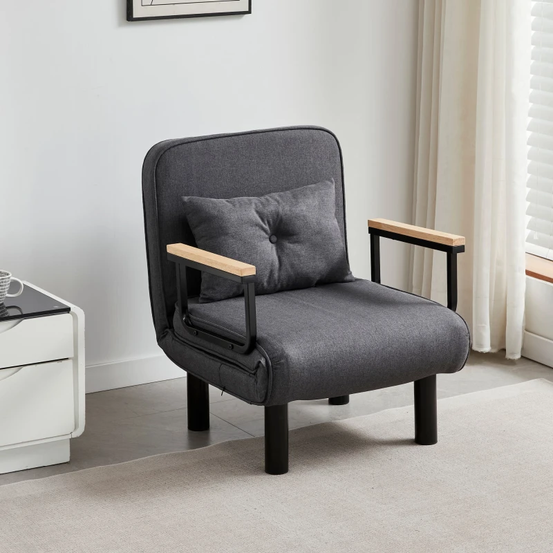 Image of MCC Direct 4 in 1 Folding Single Sofa Bed Convertible Lounge Sleeper Chair with Adjustable Backrest & Large Cushion Grey Grey Unisex