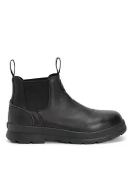 Image of Muck Boots Muck Boots Chore Barn Leather Short Chelsea Boots, Black, Size 8, Men