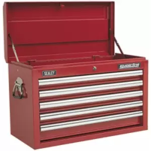 Image of 660 x 315 x 425mm red 5 Drawer Topchest Tool Chest Lockable Storage Unit Cabinet