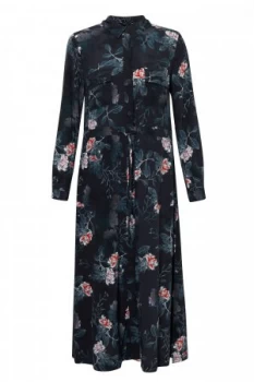 Image of French Connection Kioa Long Sleeve Shirt Dress Utility Blue