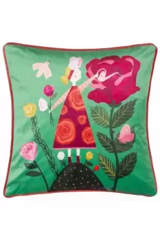 Image of Flower Girl Piped Velvet Polyester Filled Cushion