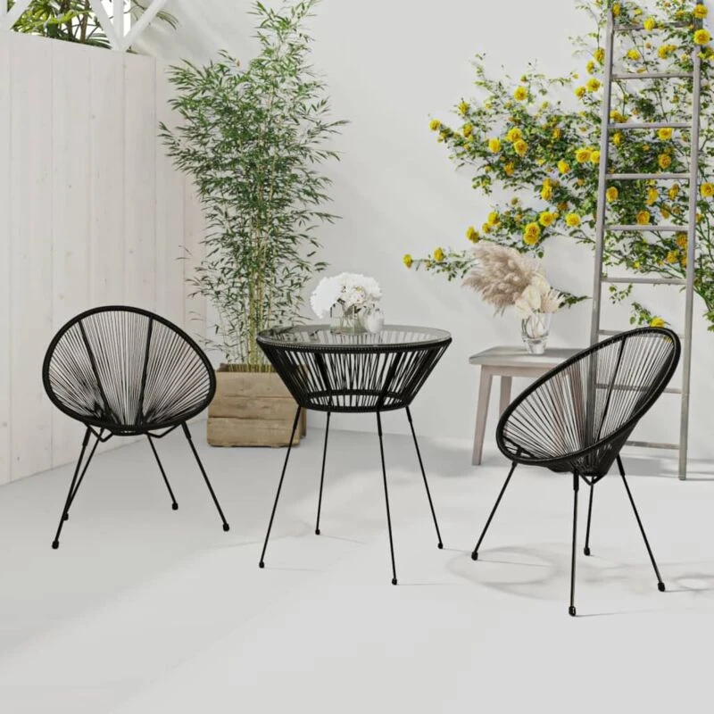 Image of VIDAXL 3 Piece Garden Dining Set Black Vidaxl 8720286724316