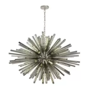 Image of Luminosa 32 Light E27, Oval Pendant Polished Nickel , Smoke Glass