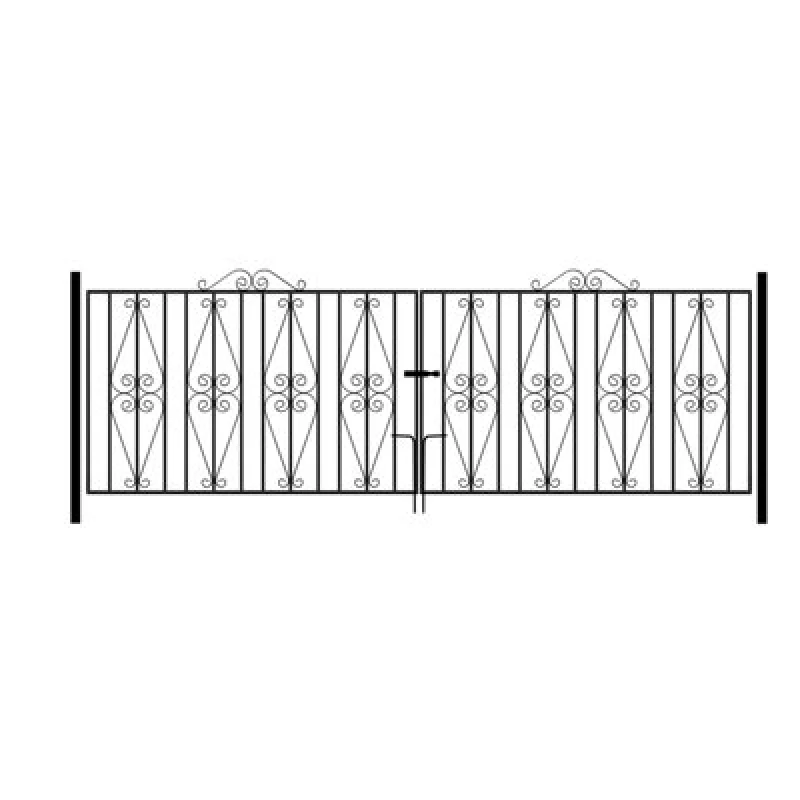 Image of Burbage Iron Craft Stira Metal Scroll Driveway Gate 3353mm Gap X 914mm High St22Zp