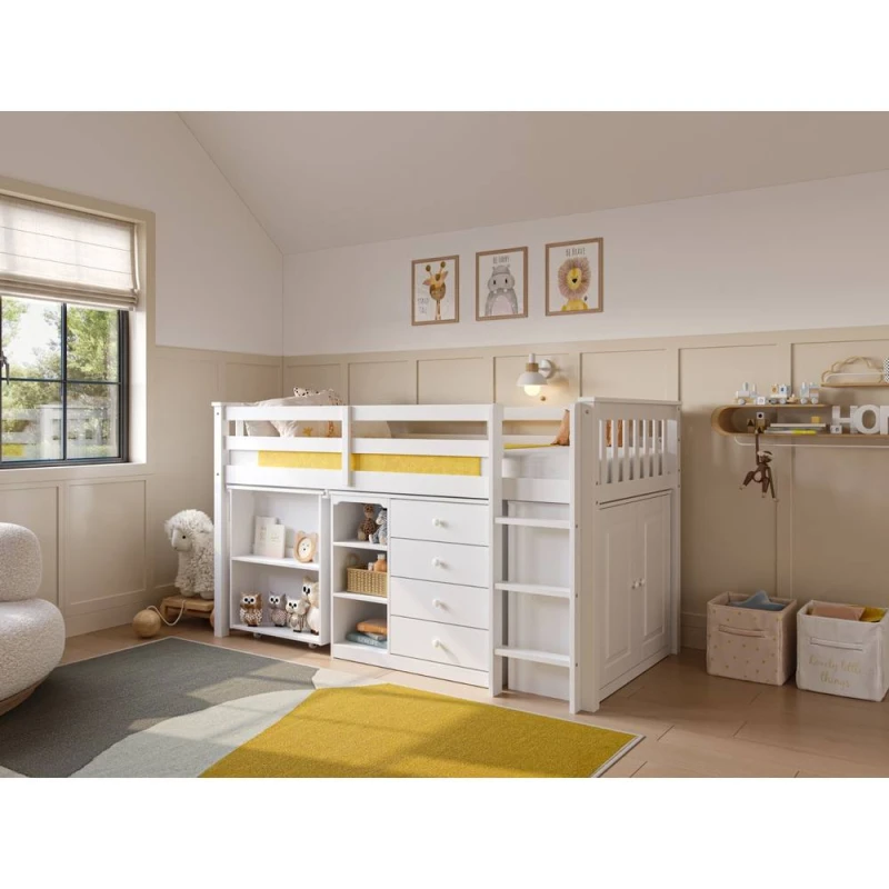Image of Flair Oban Single Midsleeper Cabin Bed with Desk White White Unisex Single