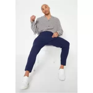 Image of I Saw It First Navy High Waist Button Fastening Trousers - Blue