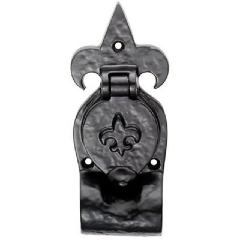 Image of Loops Fleur De Lys Rim Cylinder Latch Pull Used with Nightlatch Black Antique Black unisex
