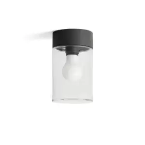 Image of Kila Dark Grey Surface Mounted Ceiling Lamp Transparent 2700K IP65