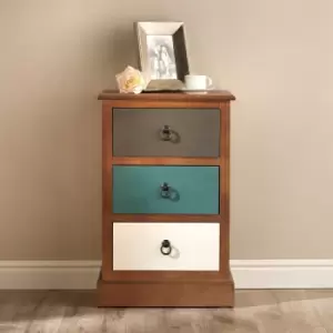 Image of Pine Wood Multicoloured 3 Drawer Unit