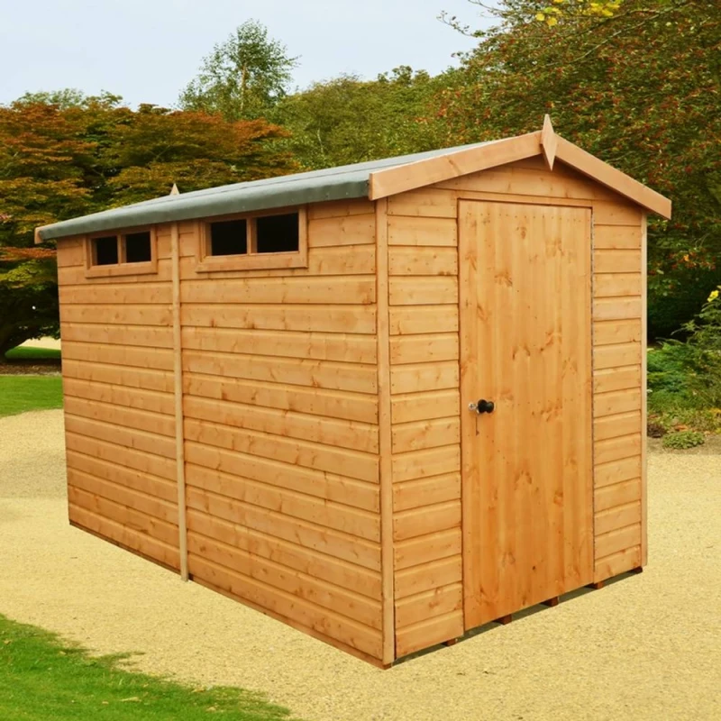 Image of Shires Security Apex Handmade Garden Shed Approx 10 x 6 Feet in Brown Brown Unisex