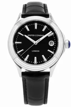 Image of Ladies Jasper Conran London 36mm Watch with a Black Dial and a Black Leather strap J1L104011