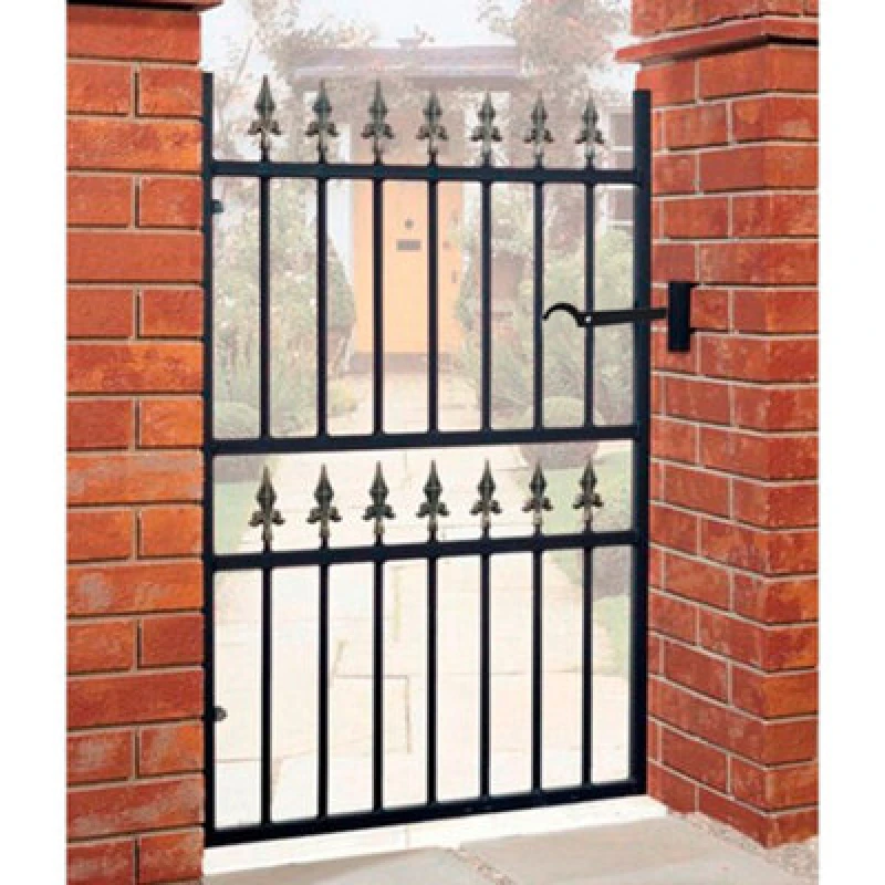 Image of Cannock Gates Corfe Premium Range Spear Top Single Gate - Solid Steel - Fits Gap Of 914mm X 1168mm High - Electro Galv./black Powder Coated