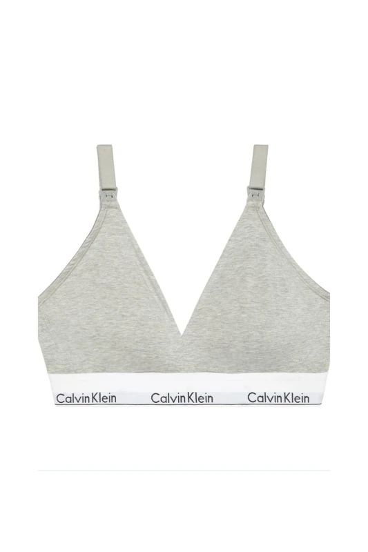 Image of Calvin Klein Womens Icon Cotton Modal Maternity Lightly Lined Triangle Grey Heather Size: Medium Grey Female M
