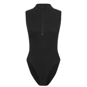 Image of I Saw It First Sleeveless Zip Bodysuit - Black