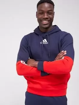 Image of adidas Colourblock Hoodie - Navy/White/Red, Navy/White/Red Size XL Men