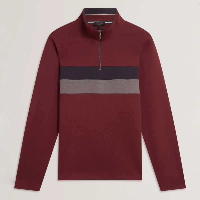Image of Ted Baker Mens 1/4 Zip Fleece Oxblood male M (3)
