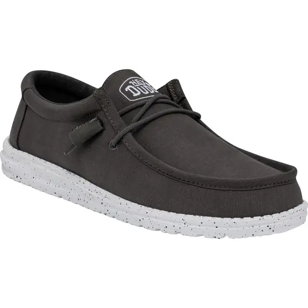 Image of Hey Dude Mens Wally Slub Slip On Trainers Shoes - UK 8 Grey male GDE2662DKG8