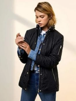 Image of Mint Velvet Quilted Fitted Jacket - Dark Blue
