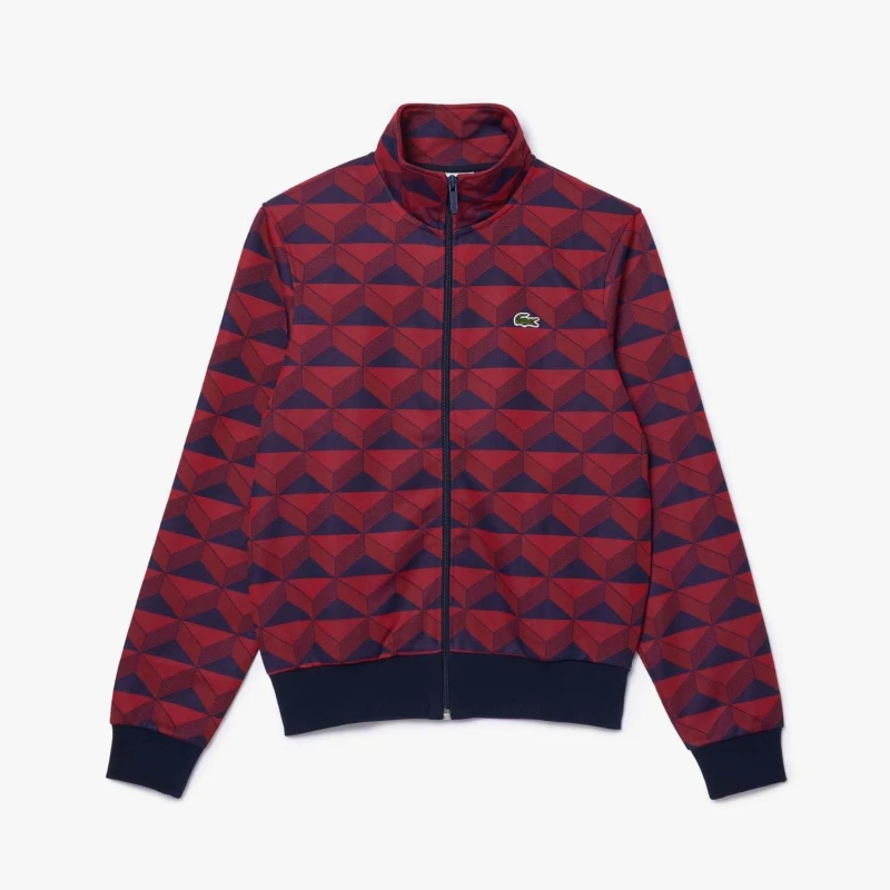 Image of Lacoste Robert George Jacquard Motif Zipped Sweatshirt Multi Colour male 2XS