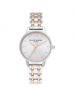 Image of Olivia Burton England Collection Sunray Silver & Pale Rose Gold Bracelet Watch