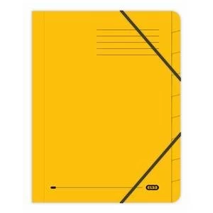 Image of Original Elba Boston Foolscap Part File Pressboard Elasticated 9 Part Yellow Pack of 5