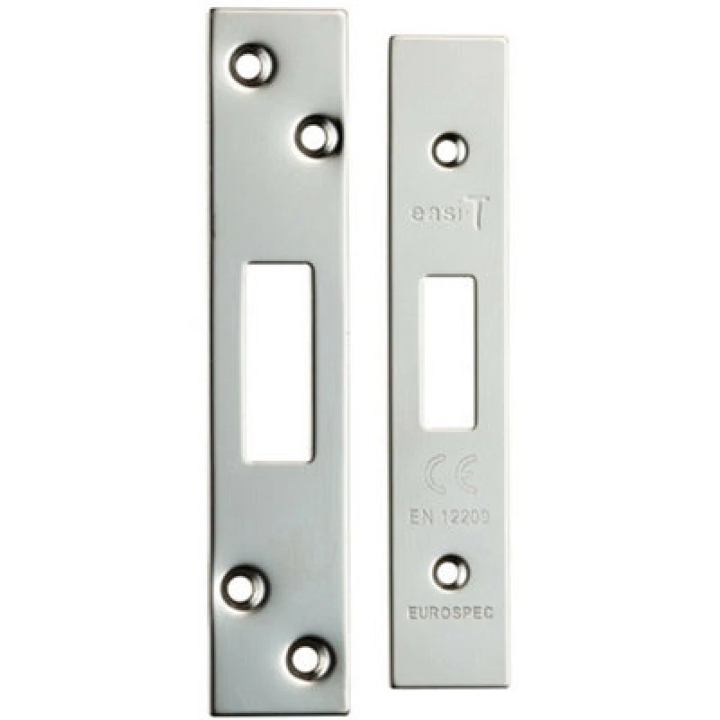 Image of Loops Forend Strike and Fixing Pack Suitable for Deadlocks Bright Stainless Steel Metallics unisex