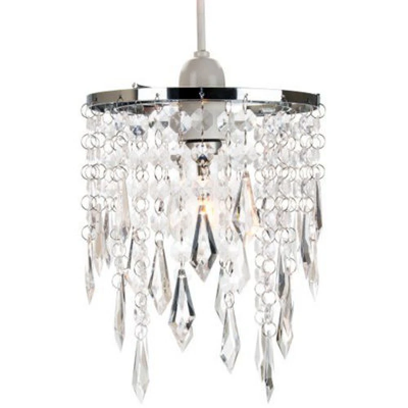 Image of Happy Homewares Modern Waterfall Design Pendant Shade With Clear Acrylic Droplets And Beads