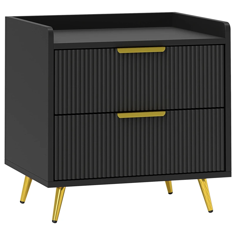 Image of HOMCOM Bedside Table with 2 Drawers for Bedroom - Living Room - Black TJ Hughes White 5063603838260