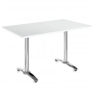 Image of Roma Rectangular Table With 4 Leg Chrome Base 1300mm x 800mm - White