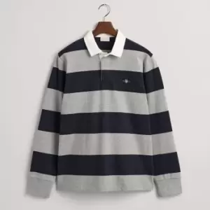 Image of GANT Mens Reg Shield Barstripe Heavy Rugger Top - Grey Melange - M