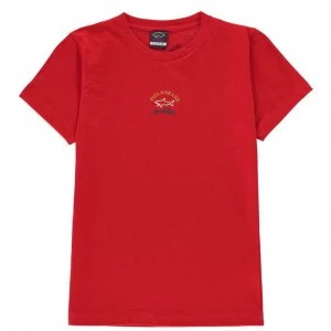 Image of Paul And Shark Crew Junior Boys Chest Logo T Shirt - Red 577