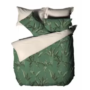 Image of Linen House Livia Duvet Cover Set (Double) (Green/Taupe)