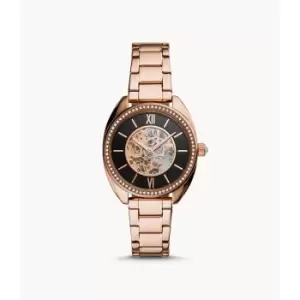 Image of Fossil Womens Vale Automatic Rose Gold-Tone Stainless Steel Watch - Rose Gold