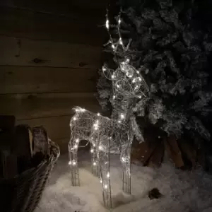 Image of Samuel Alexander - 80cm Battery Operated Silver Wire Reindeer Indoor Christmas Decoration with Timer & White LEDs