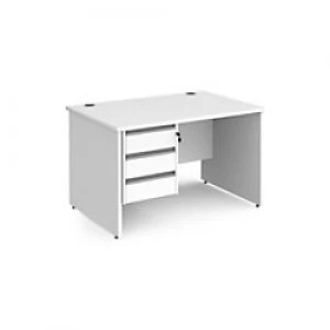 Image of Dams International Straight Desk with White MFC Top and Silver Frame Panel Legs and 3 Lockable Drawer Pedestal Contract 25 1200 x 800 x 725mm