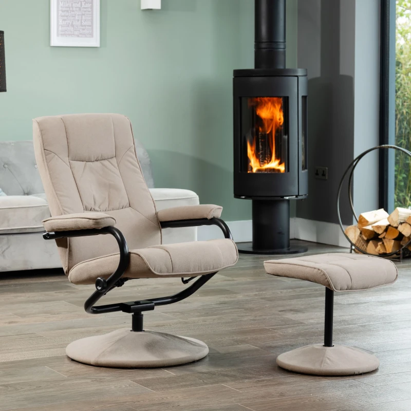 Image of Artemis Home Ripley Swivel Recliner & Footstool in Light Brown Light Brown Unisex