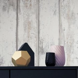 Image of Superfresco Easy Grey/White Wooden Panelled Wallpaper - One size